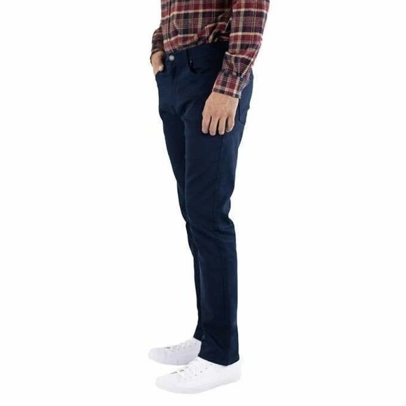 Jachs Ny 5 Pocket Pants Men's Size 34/29 Navy Slim Fit Cotton Blend N0195 - Picture 2 of 11